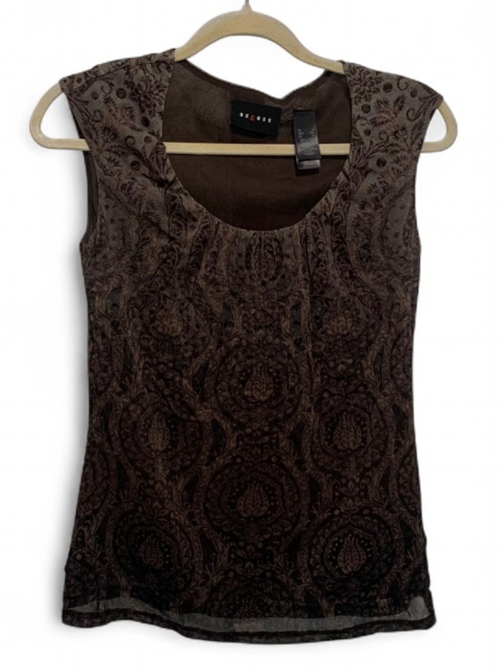 Y2K Axcess Brown Paisley-Pattern Tank Top